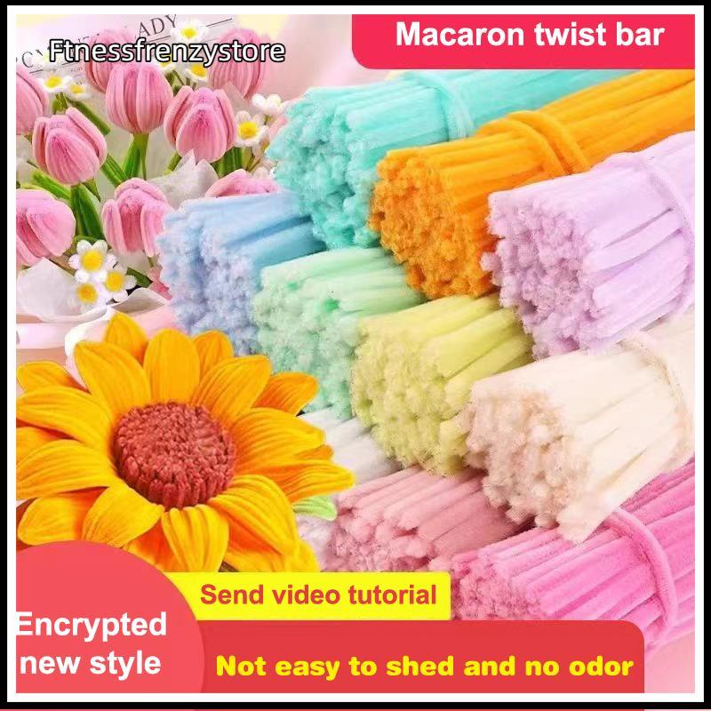 [FF] 100pcs Fuzzy Wire Chenille Stems DIY แถบ Twist Bar Anvil Wire Craft หัตถกรรมวัสดุ Plush Tube Cr