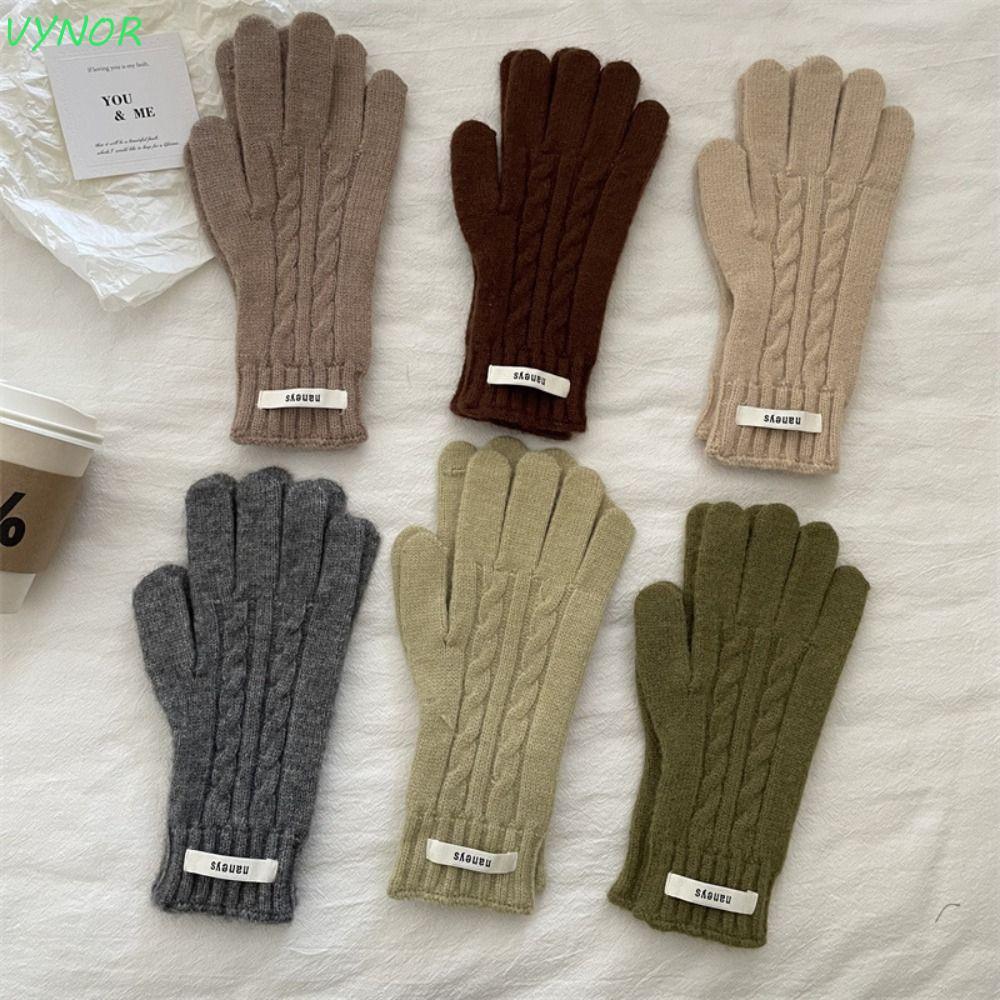 VYNOR Lady Finger Gloves,Windproof Warm เกาหลีถักถุงมือ,แฟชั่น Cold-proof Touchscreen Y2k ถุงมือสีทึ