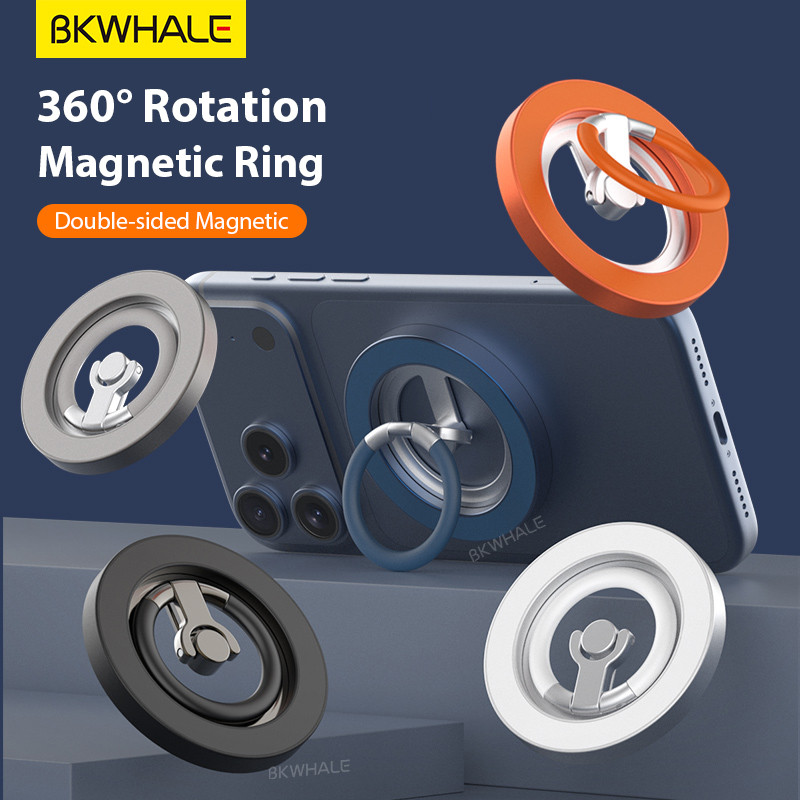 BKWHALE ขาตั้งที่วางโทรศัพท์แบบแม่เหล็กสองด้านสําหรับ MagSafe , 360° ปลอกแฮนด์ปรับระดับได้