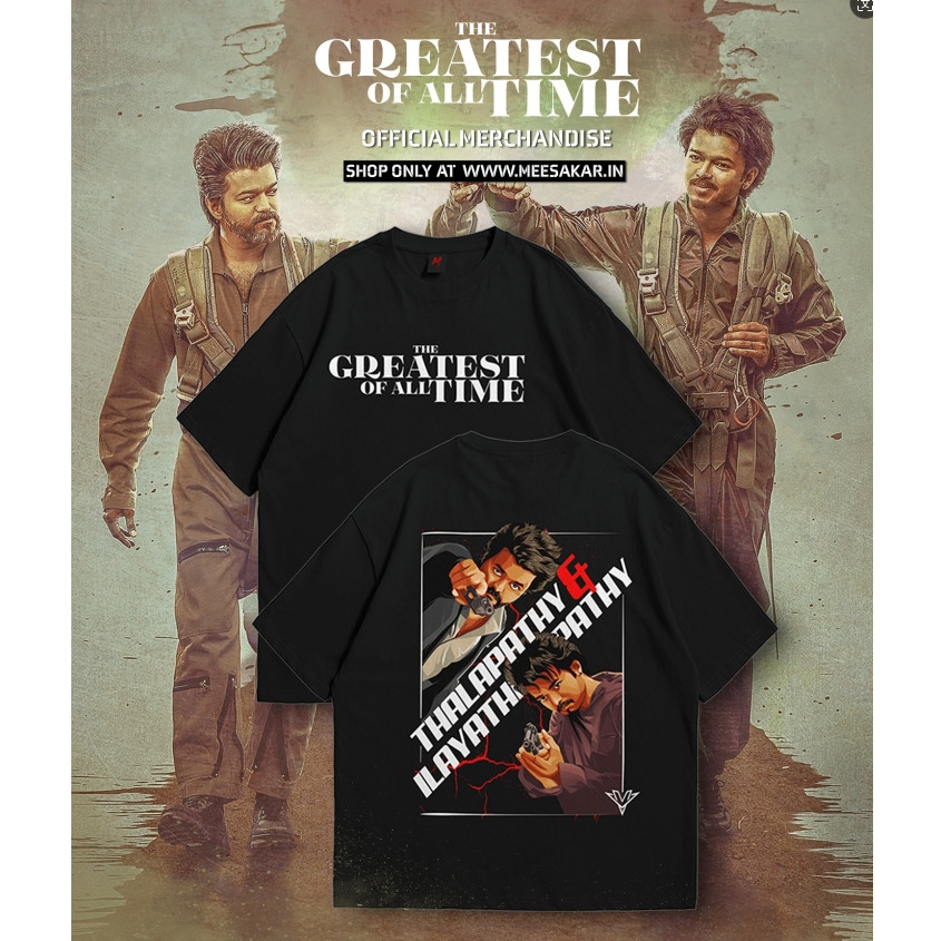 Thalpathy Vijay Thalpathy Fans เสื้อยืดภาพยนตร์ GOAT พิมพ์ Greatest of all Time เสื้อยืด 2024S-5XL