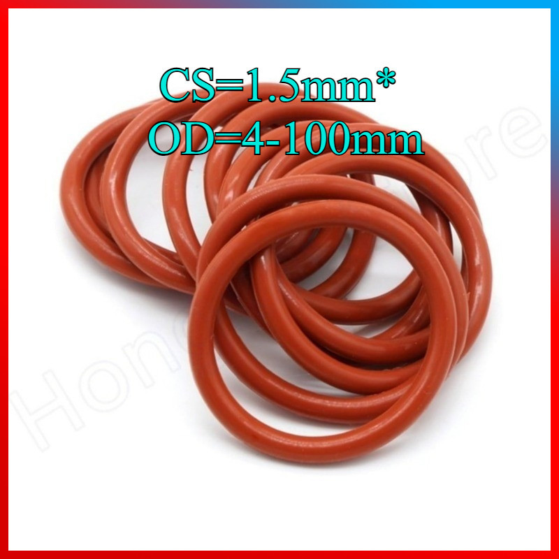 โอริงซิลิโคน VMQ สีแดง CS1.5 มม.* OD4-100 มม.แหวนกันน้ําทนอุณหภูมิสูงปิดผนึกส่วนประกอบHN-MB-1