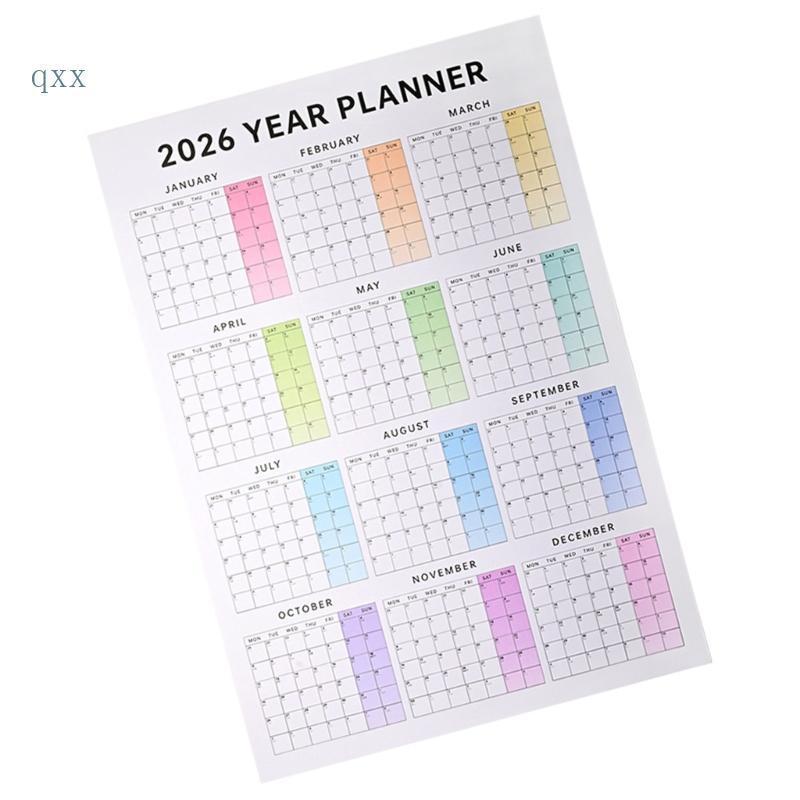 CH* 2026 Full Year to View Calendar Planner Dated for Goal Plan Tracking 75x53cm