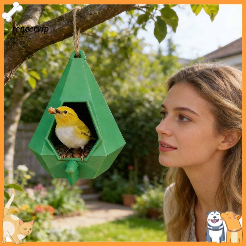 Vip Cyberpunk-style Bird Feeder ความจุ Bird Feeder แขวนกลางแจ้ง Cyberpunk Polyhedral Bird Feeder – R