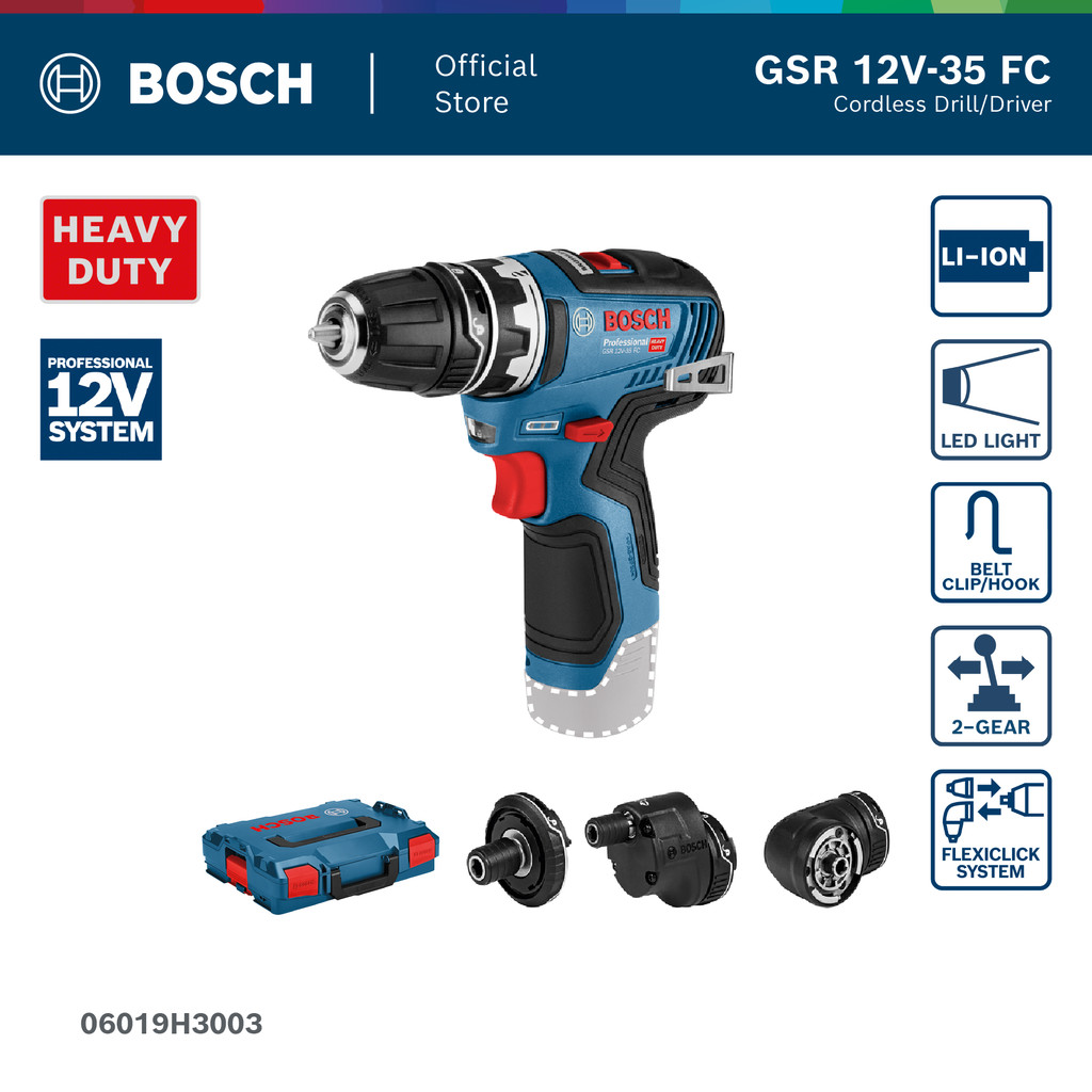 BOSCH GSR 12V-35 FC Professional สว่านไขควงไร้สาย 12V FlexiClick (รหัส 06019H3003)