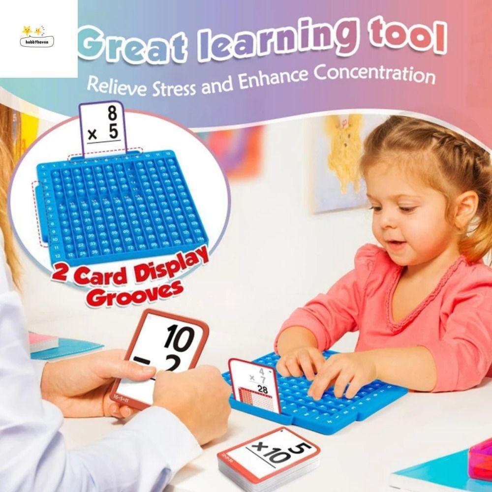 HOBBYHAVEN Multiplication Flash Cards, เกมบล็อก Early Educational Math Board Fidget ของเล่น, IQ เกมค