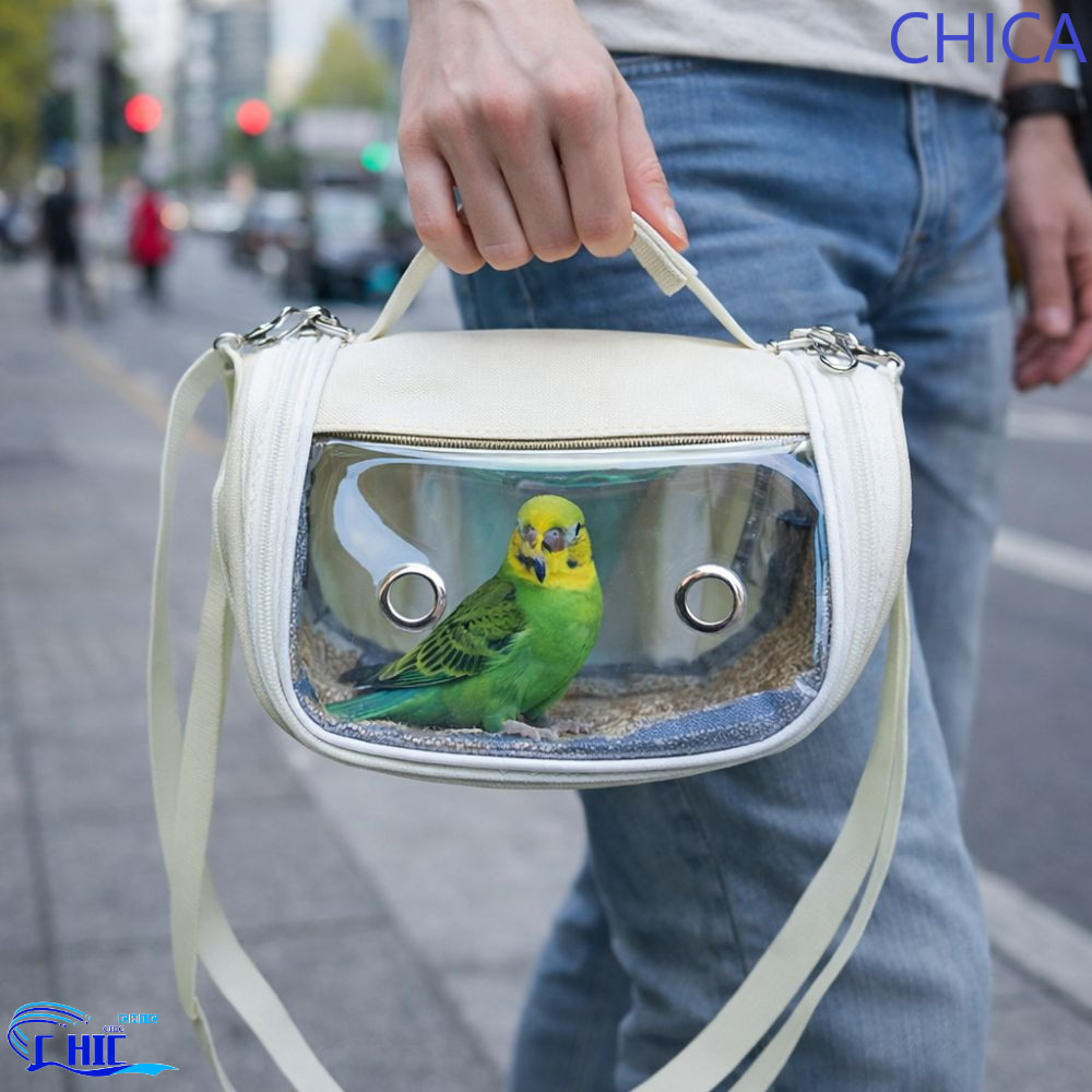 CHICA Parrot Out Bag,Breathable Lightweight Bird Transport Cage, Pet Tote Bag Escape-Proof with Hand