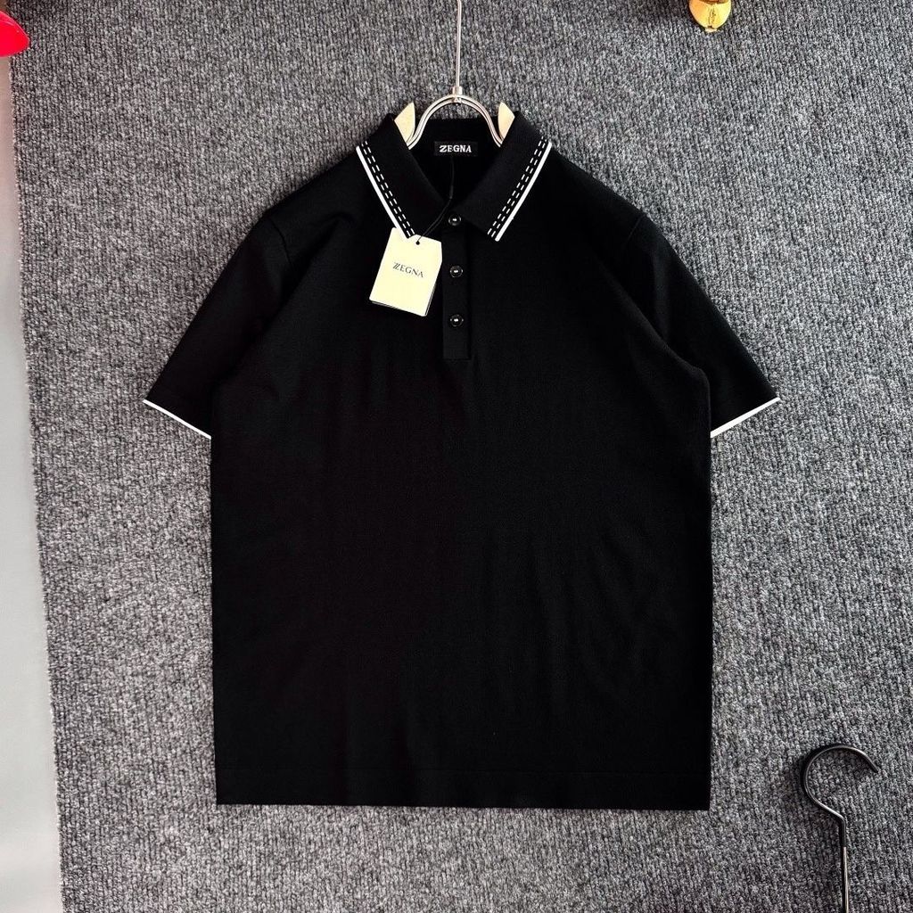 QUS1 Zegna Short-sleeved workwear in American style for young and middle-aged people, summer knitwea