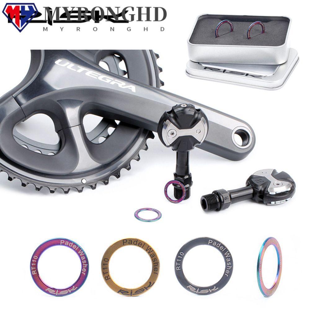 MYRONGHD 2 ชิ้น Pedal Spacer ไทเทเนียมกันสนิมจักรยานกลางแจ้งเหยียบเครื่องซักผ้า