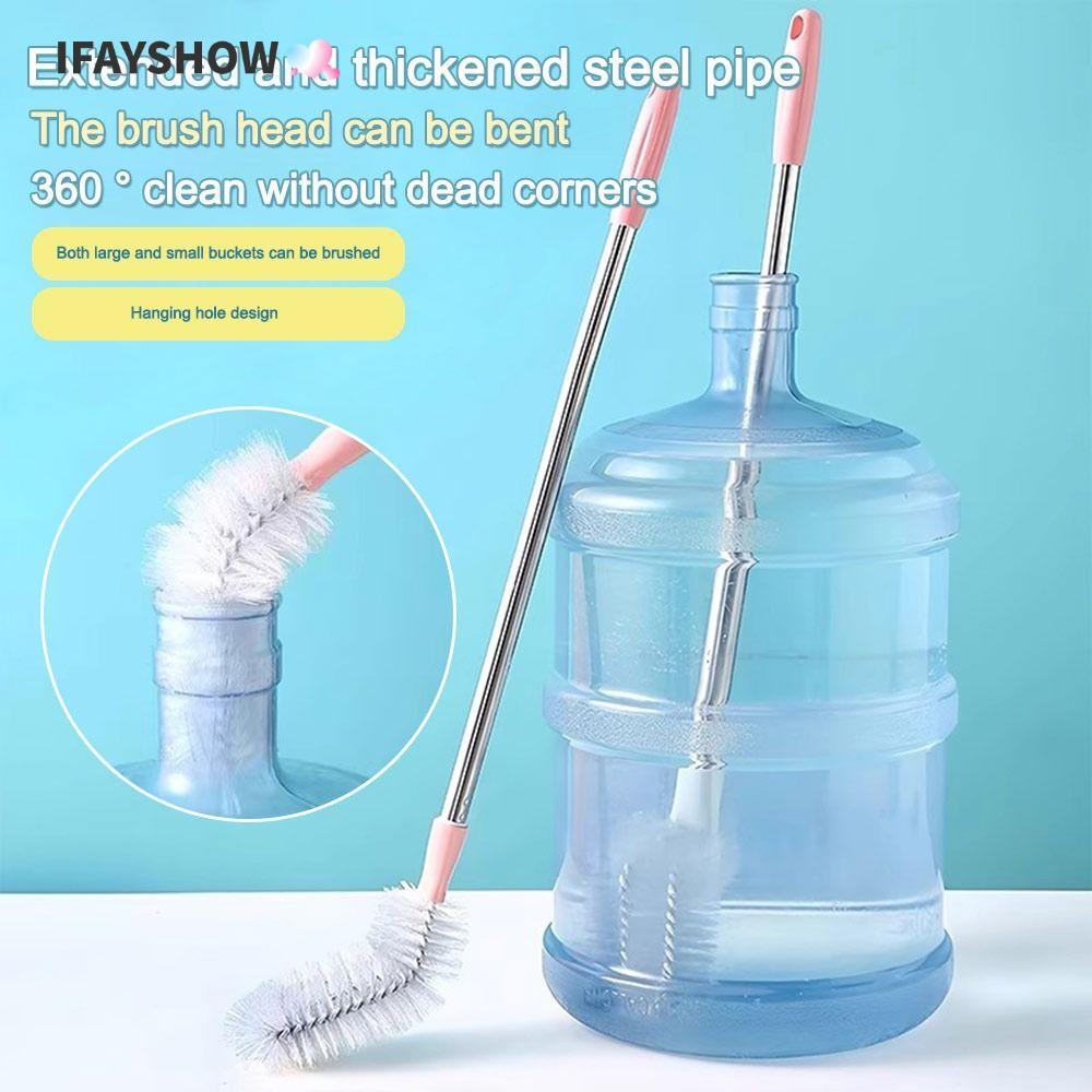 IFAYSHOW แปรงทําความสะอาดถัง, แปรงถังน้ําขนนุ่มงอได้, อุปกรณ์ทําความสะอาดสากลแบบพกพาสําหรับถังเก็บน้ําพลาสติก