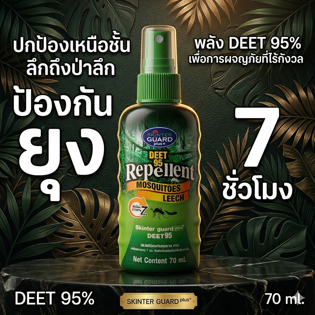 SKINTER GUARD DEET 95% สเปรย์กันยุง ทาก หมัด และริ้นทะเล 70มล. สเปรย์กันแมลง เดินป่า ไปทะเล