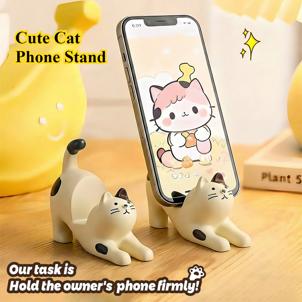 แท่นวางโทรศัพท์มือถือและแท็บเล็ต for iPhone ลายลูกแมวน้อยสไตล์การ์ตูนแท่นวางตั้งโต๊ะที่มั่นคงและของตกแต่งสุดน่ารักทั่วไป
