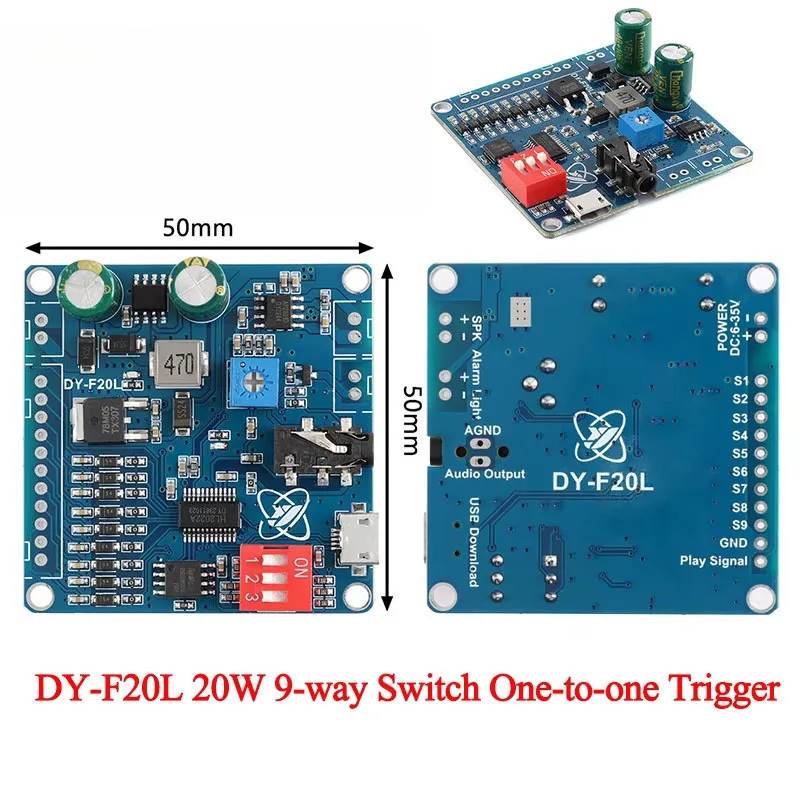 2 ชิ้น/1 ชิ้น DY-F20L 12V 24V 10W 20W Voice MP3 Player โมดูล 9-way One-to-one Trigger Audio 32Mbit (