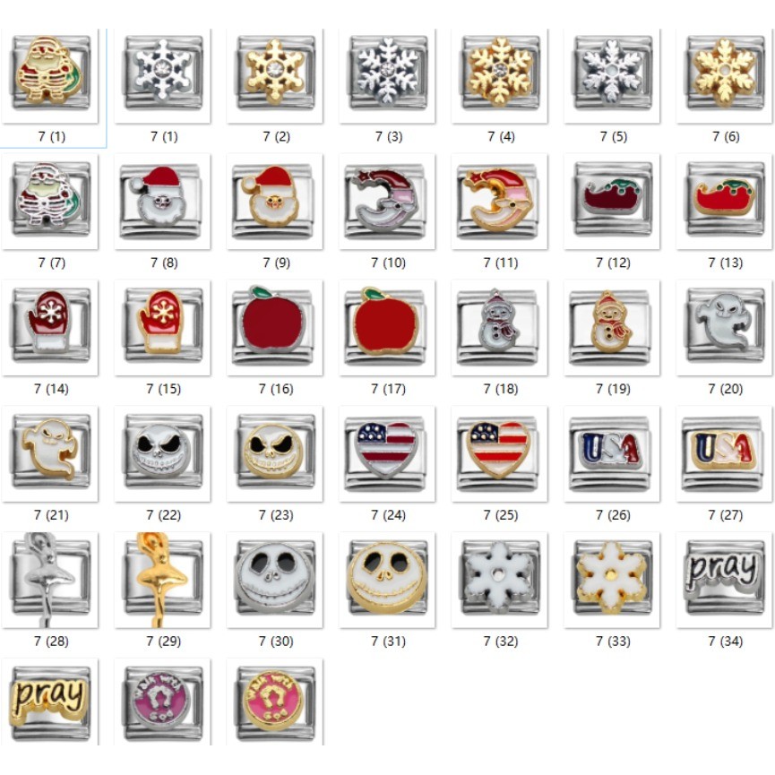 สร้อยข้อมืออิตาลีสแตนเลส DIY Christmas charms links ขนาด 9 มม., เหมาะสำหรับทำของขวัญและเครื่องประดับ
