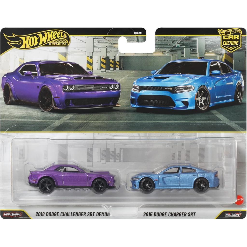 Hot Wheels Premium Car Culture 2018 Dodge Challenger SRT Demon / 2015 Dodge Charger SRT 2 Pack JHW47