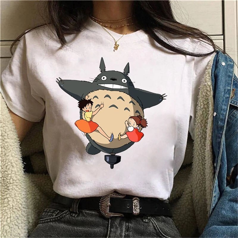 CODChinchilla Studio Ghibli เสื้อยืดผู้หญิง Hayao Miyazaki Ullzang เสื้อยืดการ์ตูนตลกเสื้อยืดฮาราจูก