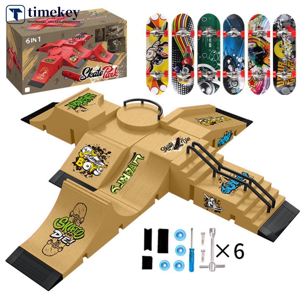 TIMEKEY สเก็ตบอร์ดนิ้วมือสเก็ต Park ชุดอุปสรรค Course Fingerboard สมจริงจําลองแบบพกพาชุด Professional Mini สเก็ตบอร์ดของเล่นเด็กสําหรับชาย D5E3