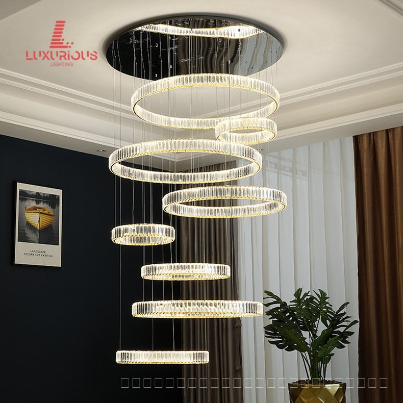 led Crystal Chandelier Internet Celebrity Circle K9Crystal Villa Hollow Large Chandelier Stainless S
