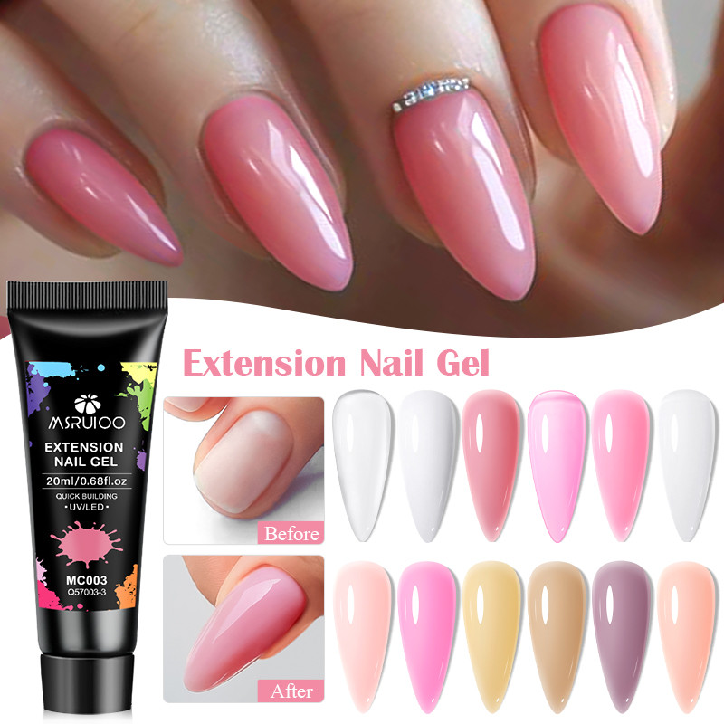 MSRUIOO 12 สี Extension เล็บเจลเล็บ Uv Poly Gel ติดทนนาน Soak Off Gel 20ml