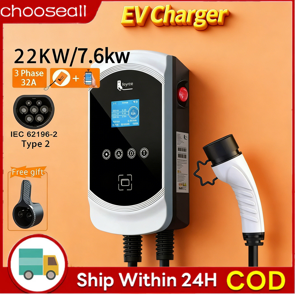 FEYREE EV Charger Type2 EVSE Wallbox 32A 22kW สมาร์ท APP ควบคุม 7.6kW 3P สําหรับไฟฟ้ารถ Charger 5 M 