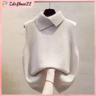 จัดส่งด่วน🚀เสื้อกั๊กลายถักสำหรับผู้หญิง สไตล์เกาหลี สีทึบ แข…