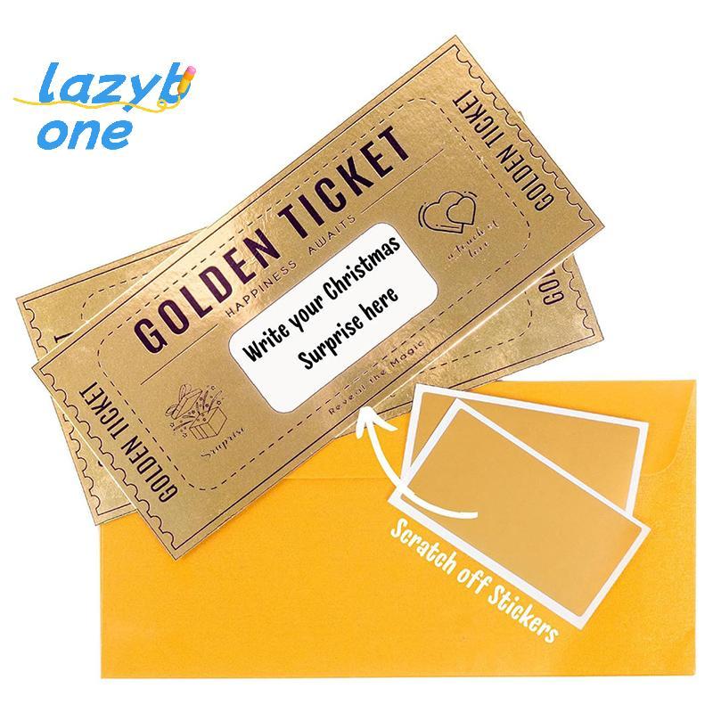 LZ-t] 1 ชุด Deluxe Golden Ticket Surprise Off Card Christmas Surprise เปิดเผยการ์ด Off Ticket Surpri