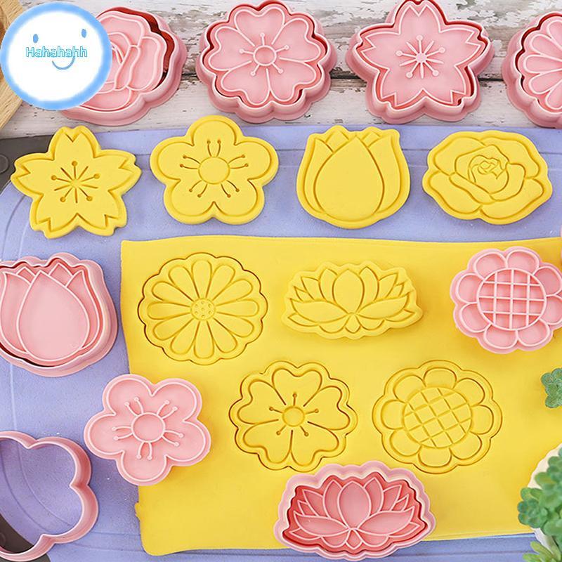 ชุดแม่พิมพ์ตัดคุกกี้รูปดอกไม้ 8 ชิ้น/เซ็ต แบบ 3D พลาสติก สำหรับ DIY Fondant & เค้ก ครบชุดในครัวอบของคุณ