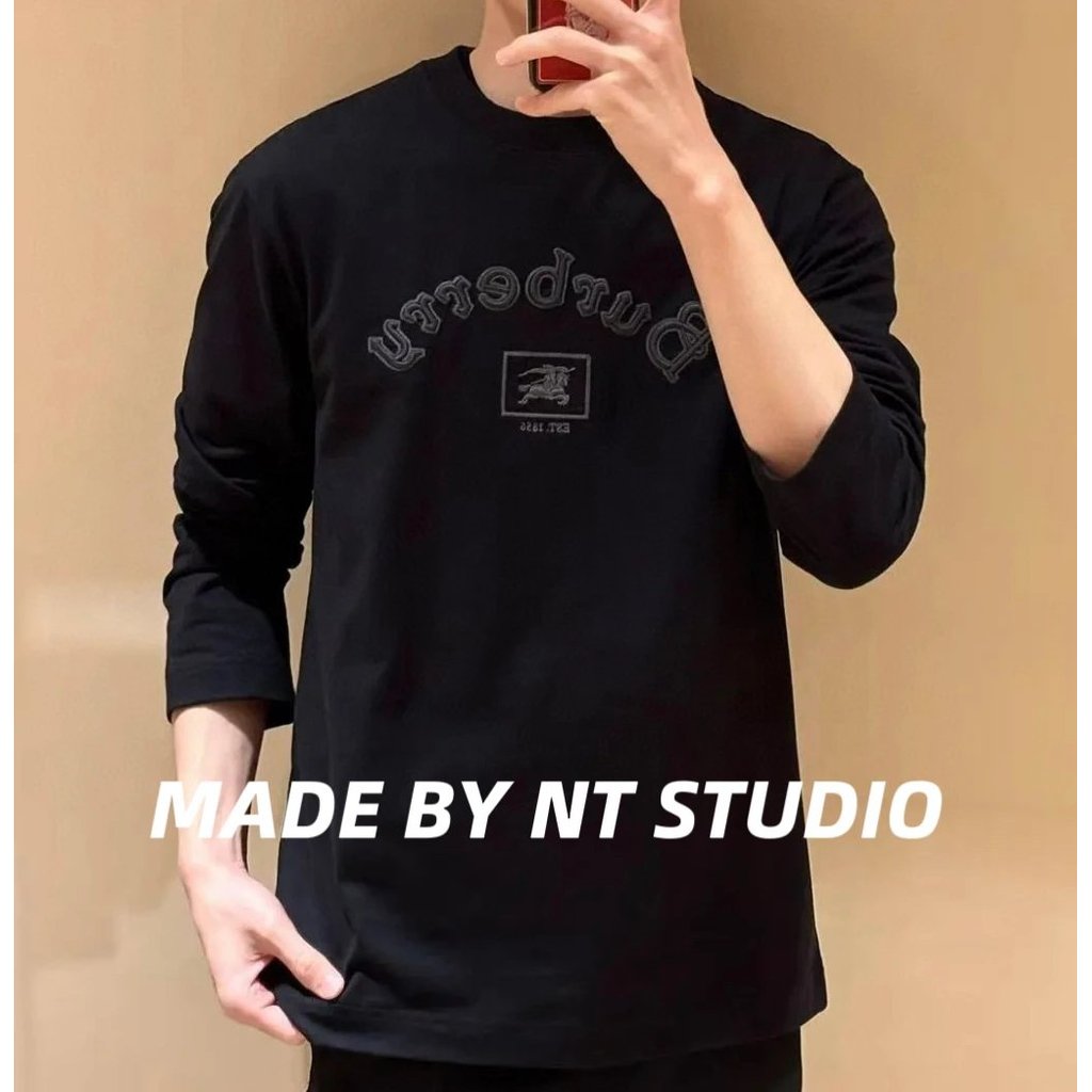 เสื้อยืดแขนยาว BBR War Horse โลโก้ปักที่รอบคอดีไซน์ใหม่ สำหรับทั้งชายและหญิง เหมาะสำหรับฤดูใบไม้ร่วง