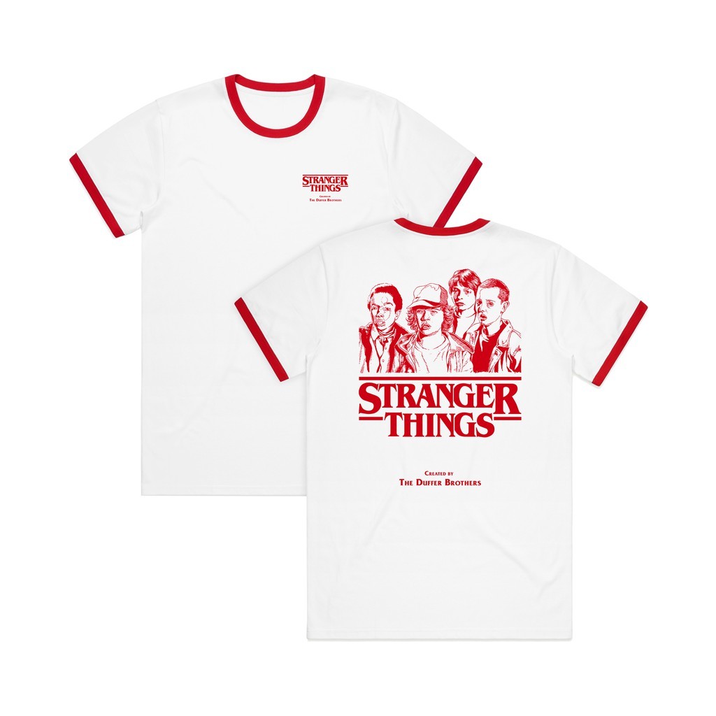 เสื้อยืดภาพยนตร์ Stranger Things Ringer Tee 90-150cm เสื้อยืดคอตตอน