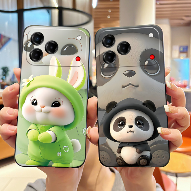กันชนซิลิโคนน่ารักสีดําเคสโทรศัพท์สําหรับ ZTE Blade V80 Vita/Nubia V80 ออกแบบกรณีกันกระแทกนุ่มการ์ตูน Panda พิมพ์ฝาครอบ