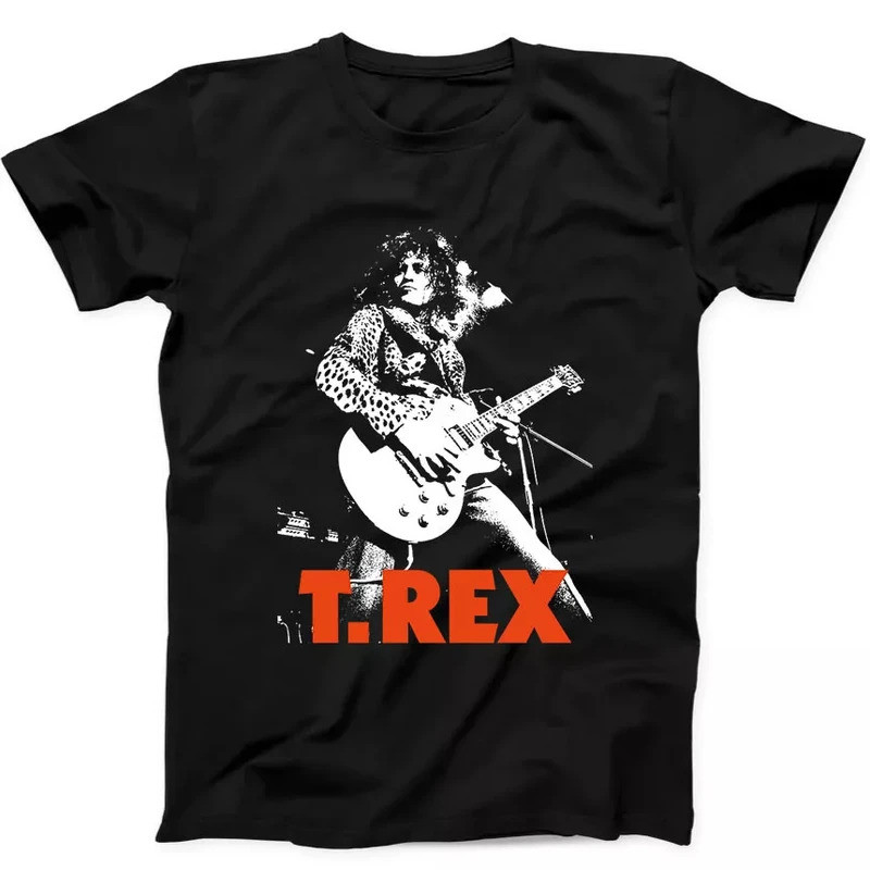 เวอร์ชั่นเกาหลี 2026T.Rex Rock Band Marc Bolan เพลง Trex ขายดีที่สุดของขวัญ Tee เสื้อยืดสีดํากราฟิกเ