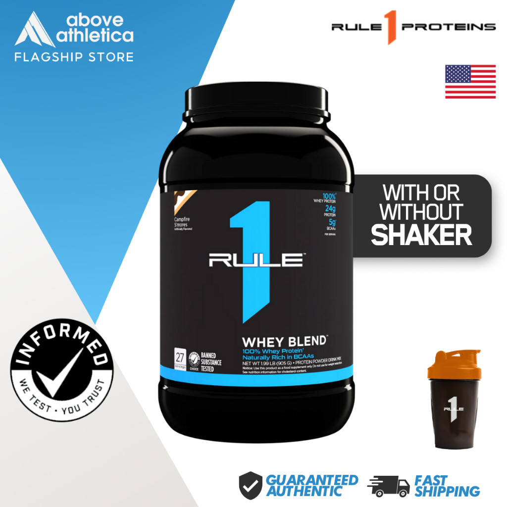 Rule 1 R1 Whey Protein Blend Powder 2lbs พร้อม Occurring อย่างเป็นธรรมชาติ BCAA EAA (Rule One Protei