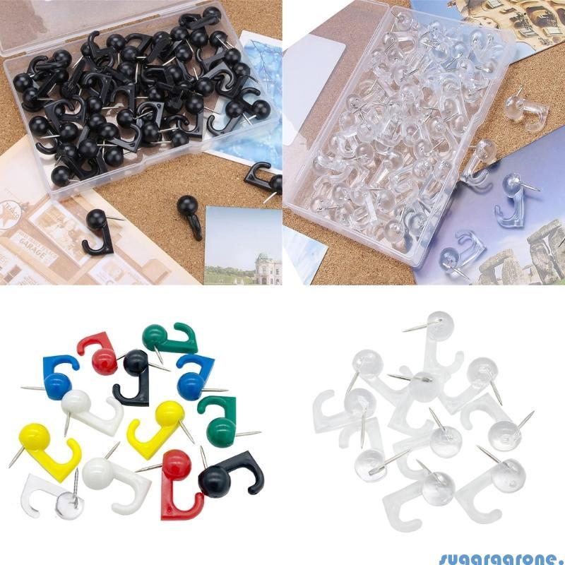 น้ําตาล 30 50 ชิ้น Push Pin Picture Hooks Bulletin Board Hooks สําหรับ Bulletin Board