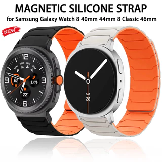 สายซิลิโคนแม่เหล็กสําหรับ Samsung Galaxy Watch 8 40 44 มม./8Classic 46 มม.Galaxy Ultra 47 มม.Galaxy Watch 7 6 5 4 อุปกรณ์เสริม