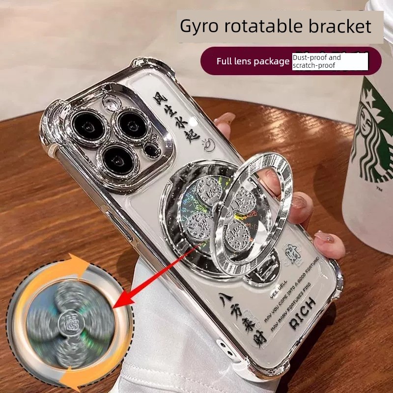 เคส xr บอดี้ 13pro เคสไอโฟนxr Fengshengshui วงเล็บหมุนได้เหมาะสําหรับ Apple 16promax เคสโทรศัพท์ชาย iPhone13/15 พรีเมี่ยม Apple 14pro ซิลิโคน Apple 12 Electroplating Apple xs/xr สี่มุมกันกระแทกกรณี