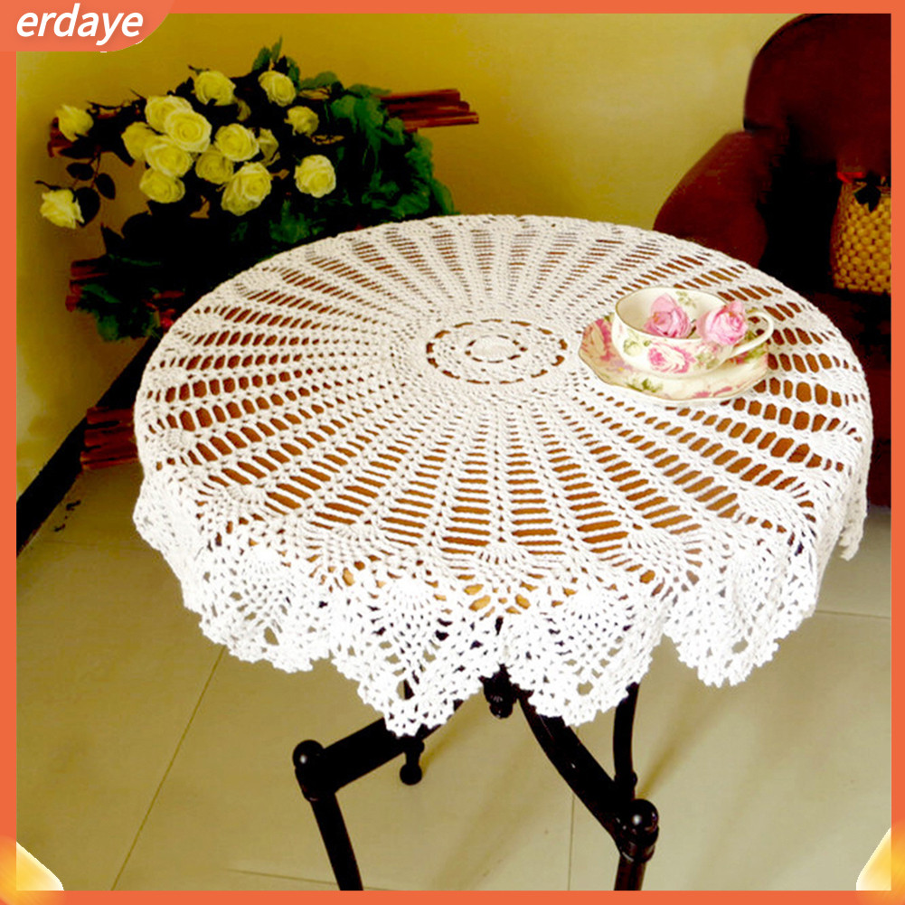 Spp_แผ่นผ้าฝ้ายถักโครเชต์ ทรงกลม ขนาด 80 ซม. สําหรับตกแต่งห้องครัว ห้องอาหาร ร้านอาหาร