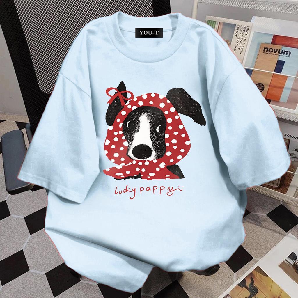 TeeTwoOneเสื้อยืด oversize ผ้าCotton 100% คอกลม เสื้อแฟชั่น 'LUCK PAPPY'  สบายและนุ่ม แขนสั้น ฤดูร้อน S-3XL【COD】