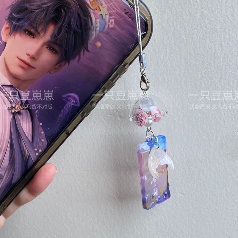 เกมรักและ Deepspace Rafayel QiYu คอสเพลย์คู่โทรศัพท์โซ่ Rafayel QiYu จี้หางปลาพวงกุญแจกระเป๋าพวงกุญแ