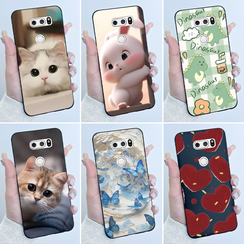 เคสน่ารักสําหรับ LG V30 / V30 Plus / V30s ThinQ / V35 ThinQ การพิมพ์เชลล์ฝาครอบป้องกันซิลิโคนอ่อนนุ่