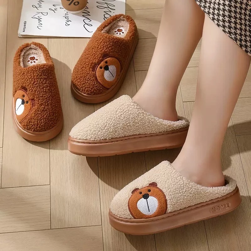 SY SHOP899 รองเท้าใส่ในบ้าน รองเท้ากำมะหยี่ สลิปเปอร์ (ลายหมี) สไตล์เกาหลี NO.T815 แนะนำเพิ่ม2ไซส์