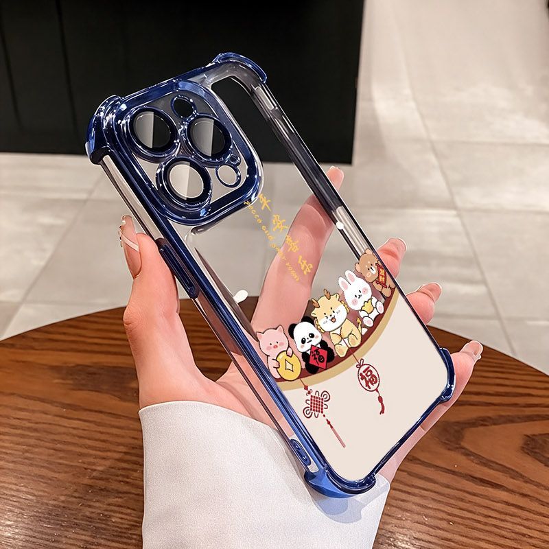 ชัดเจน เคส สำหรับ OPPO Reno 16F 16 15 15F 14F 13F 12F 11F 14 12 13 11 F 10 8T Pro 7 หรูหราพรีเมี่ยมน่ารัก Rich Bear Panda โปร่งใสชุบกันกระแทกกรณีโทรศัพท์นุ่ม