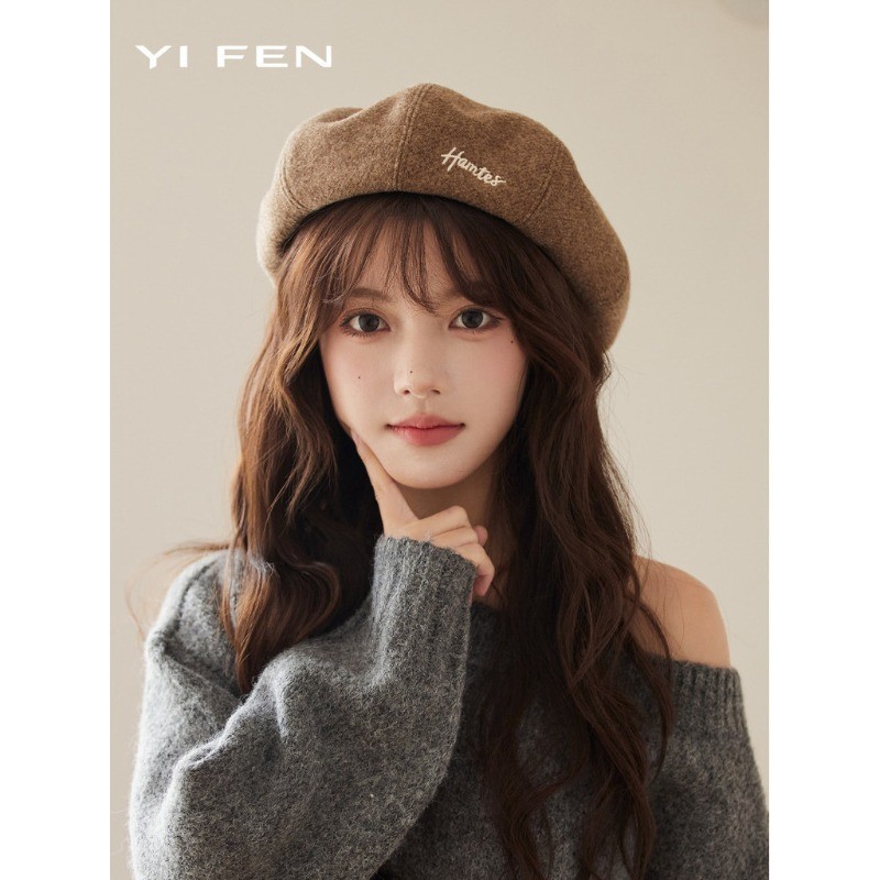 YIFEN หมวกเบเร่ต์วูลผู้หญิง｜ใส่แล้วหน้าเล็ก พรางหน้า｜สไตล์เกาหลี หรู แฟชั่น｜พรางหน้า หน้าเรียว สไตล์เกาหลี