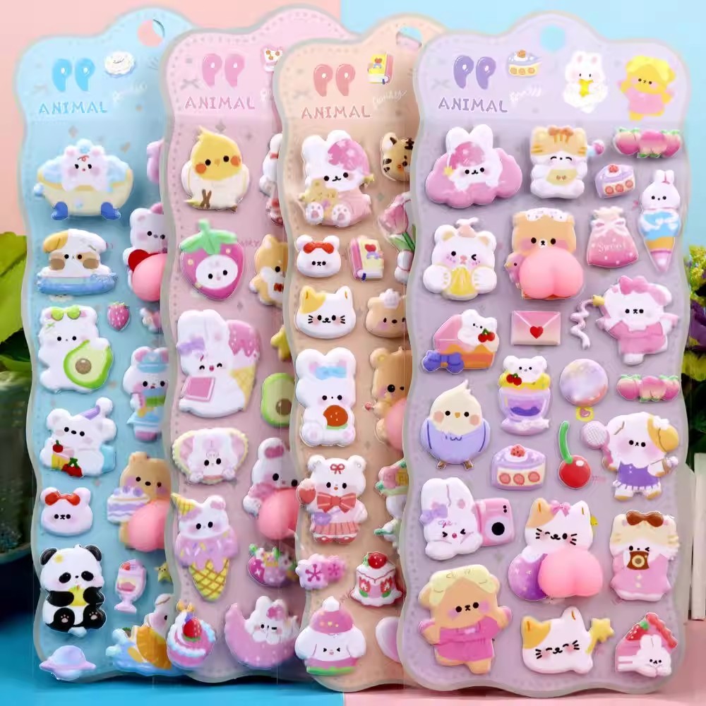 STARX 3D น่ารักนูนสติกเกอร์สัตว์ - พีชก้นสติกเกอร์ Squishy - หมี, กระต่าย, นก - DIY Journal & ความเครียดบรรเทา | ของขวัญสําหรับเด็กผู้หญิง เด็กนักเรียน
