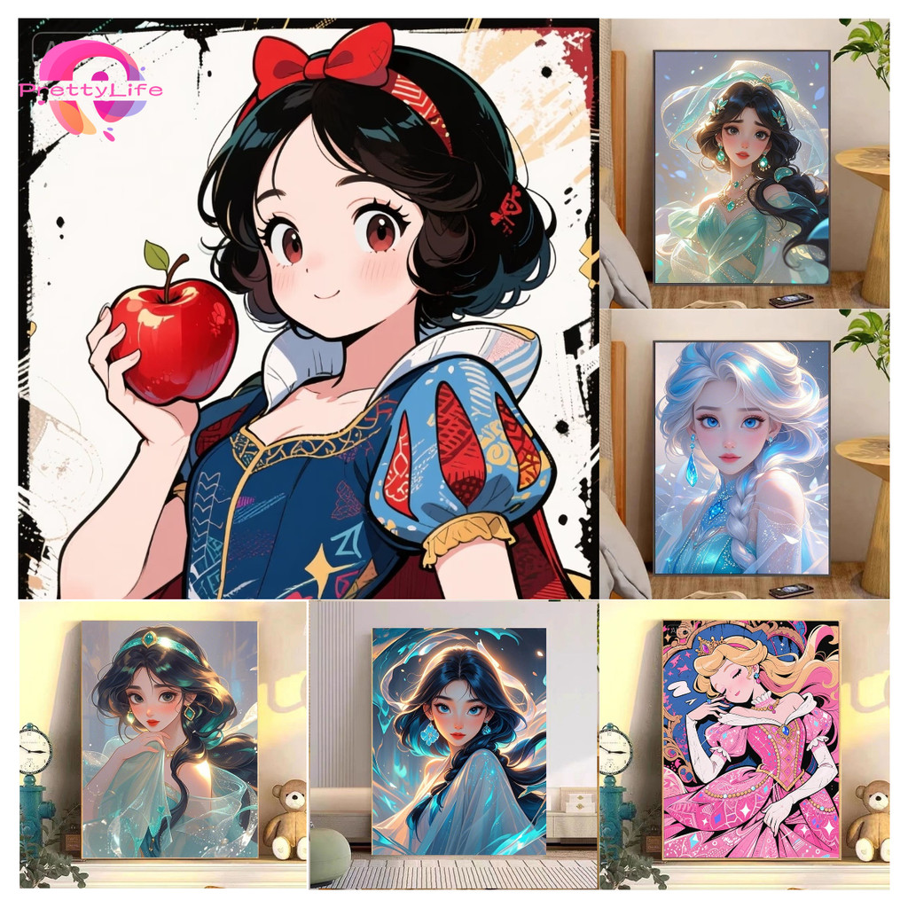 PLPrincess Series 5D DIY ภาพวาดเพชร/ภาพสีน้ํามันดิจิตอลคริสตัลปักครอสติสเพชรโมเสคชุดเย็บปักถักร้อย Rhinestone ตกแต่งบ้าน