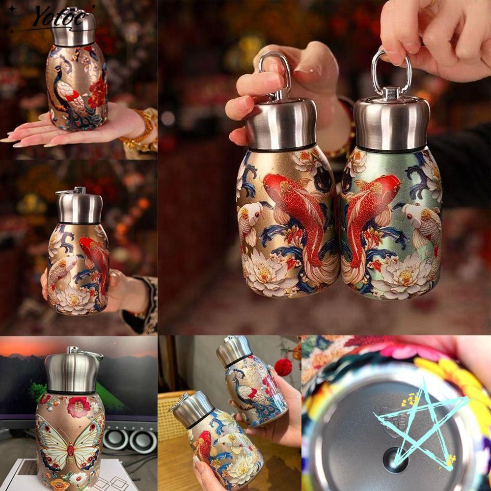 ขวดน้ํา โย็อค 316 สแตนเลส 300มล ถ้วยฉนวนป้องกันการรั่วแบบพกพาทนทานบางฉนวนขวดน้ําความร้อนเดินป่ากลางแจ้ง