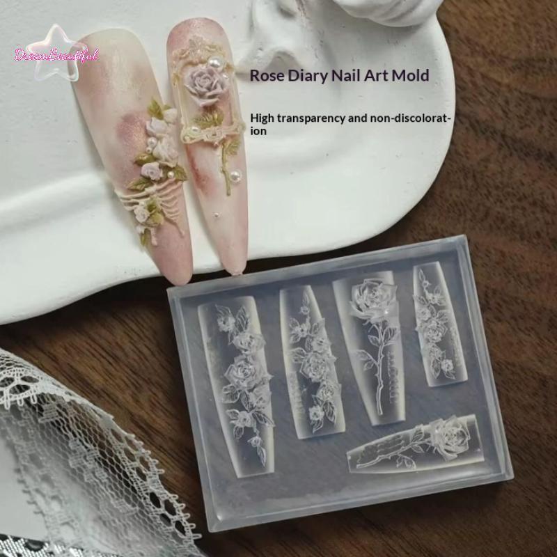 ดอกไม้ซิลิโคนแม่พิมพ์ 3D สําหรับตกแต่งเล็บ VINTAGE DIY พร้อมซีล ร้านทําเล็บ
