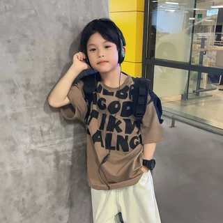 SweetKids พร้อมส่งจากกทม🌸เสื้อยืดเด็ก🍓เสื้อแขนสั้นเด็กผู้ชายหน้าร้อน ลายตัวอักษร สไตล์เท่ๆ ใส่สบายหายใจได้ แมทช์ง่าย