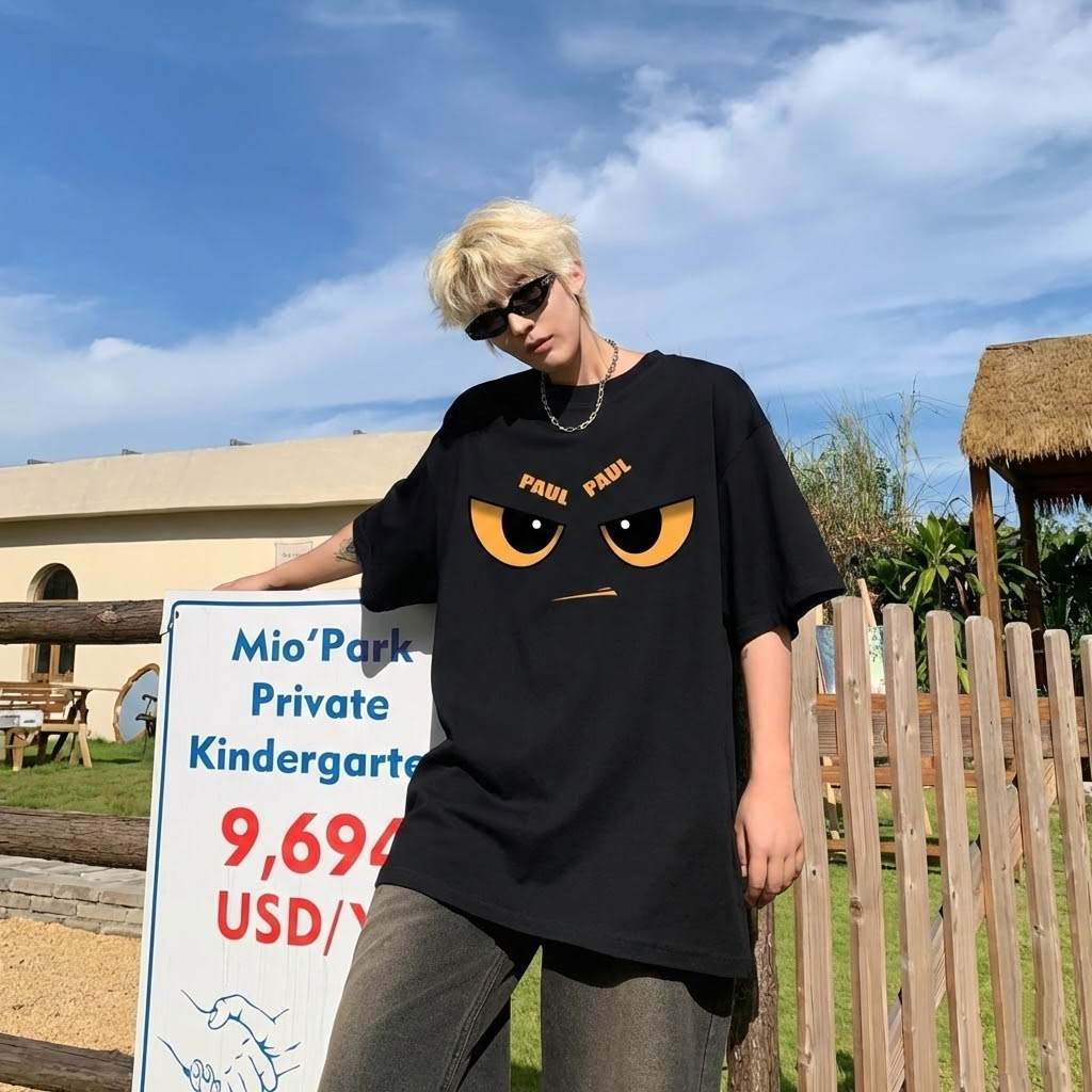 YOU-T🐆เสื้อแฟชั่น ใส่สบาย เสื้อยืดแขนสั้น ลาย เสื้อ"Expression" ผ้านิ่ม OVERSIZE แฟชั่น ผ้าฝ้าย 100% สไตล์เกาหลี