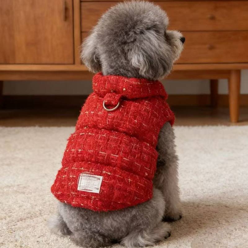 Dog Clothes Autumn and Winter Cotton-Padded Clothes Teddy Winter Clothes Pet Thickened Traction Wint