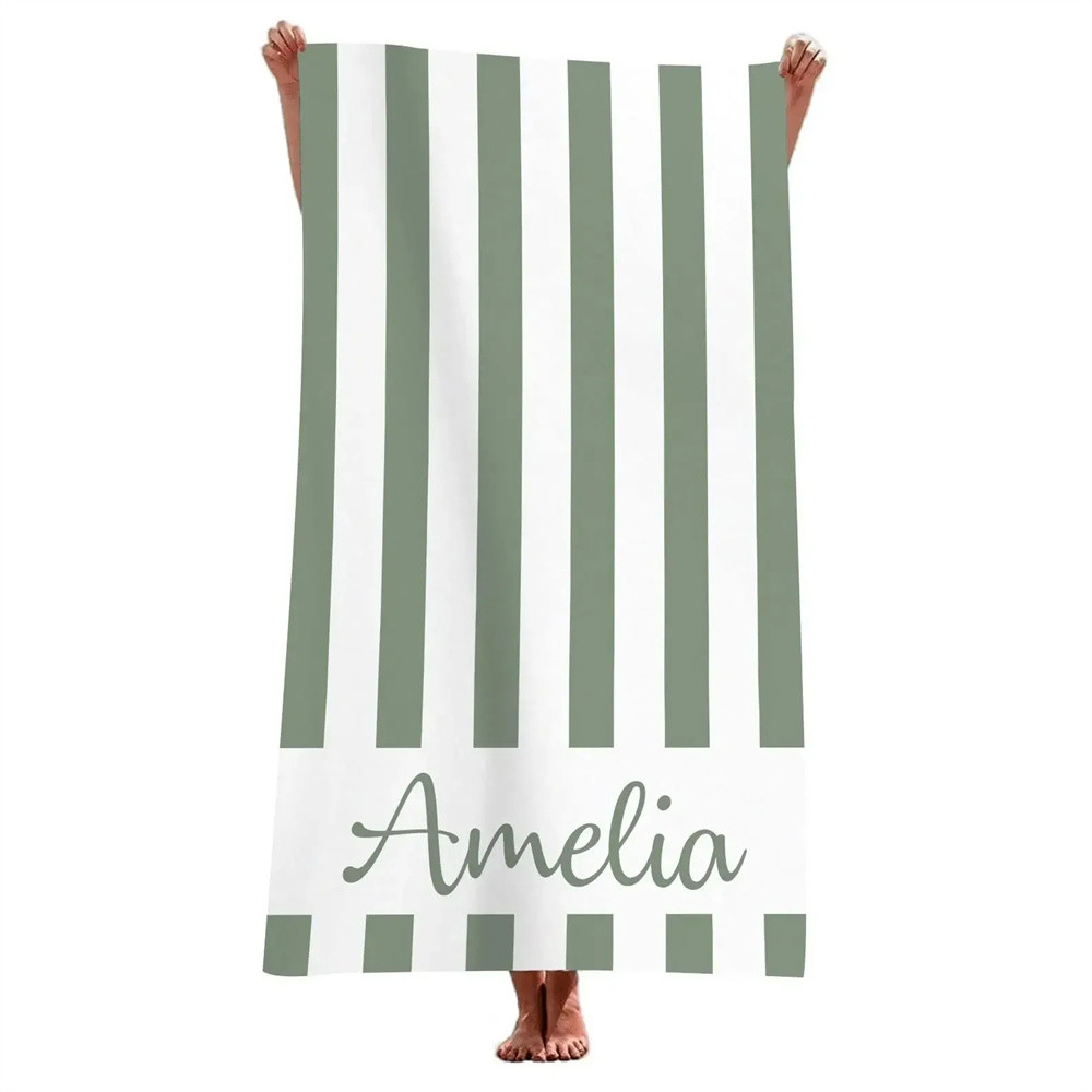 Striped Beach Towels Custom Name Beach Towel 3d Printed Microfiber Beach Towel Water Absorbing Perso