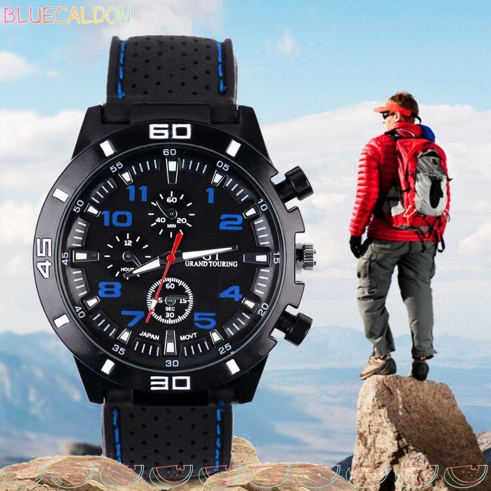 BLUECALDON นาฬิกาควอทซ์ของขวัญสายซิลิโคน Mens Sports Watch